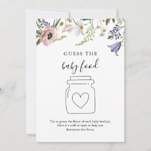 Wildblumen-Ratespiel für Babynahrung Spielkarte Einladung