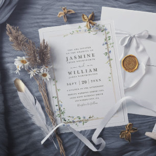 Wildblumen Rebe Rustikal Elegante Moderne Hochzeit Einladung