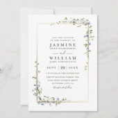 Wildblumen Rebe Rustikal Elegante QR-Code-Hochzeit Einladung (Vorderseite)