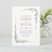 Wildblumen Rebe Rustikal Elegante QR-Code-Hochzeit Einladung (Stehend Vorderseite)