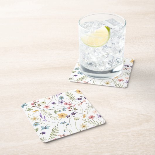 Wildblumen Rechteckiger Pappuntersetzer (Vor Ort)