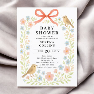 Wildblumen Red Bow Baby Dusche Postkarte