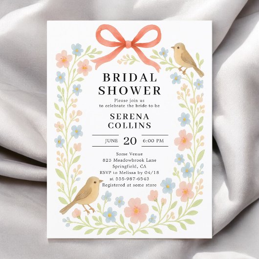 Wildblumen Red Bow Brautparty Postkarte