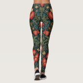 Wildblumen Red Pattern William Morris Style Leggings (Rückseite)