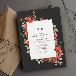 Wildblumen Red Poppy Floral Dark Wedding Einladung