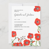 Wildblumen Red Poppy Moderne Hochzeit Einladung (Vorderseite)