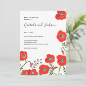 Wildblumen Red Poppy Moderne Hochzeit Einladung (Stehend Vorderseite)