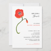 Wildblumen Red Poppy Modernes Brautparty Einladung (Vorderseite)