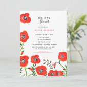 Wildblumen Red Poppy Modernes Brautparty Einladung (Stehend Vorderseite)