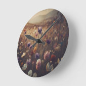 "Wildblumen" Retro, Moody, Runde Wanduhr (Winkel)