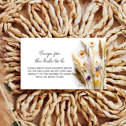 Wildblumen Rezept für die Braut Begleitkarte