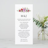 Wildblumen & Romantik Hochzeitsprogrammkarte Programm (Stehend Vorderseite)
