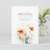 Wildblumen Romantische Hochzeit Einladung (Stehend Vorderseite)