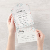 Wildblumen Romantische Pastelle Garden Party Hochz All In One Einladung (Abreißen)