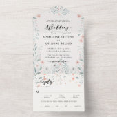 Wildblumen Romantische Pastelle Garden Party Hochz All In One Einladung (Innen Boden)
