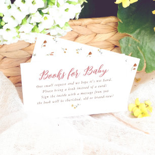 Wildblumen-Rosa-Baby-Shower-Bücher für Baby Begleitkarte