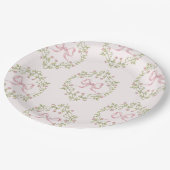 Wildblumen Rosa Band Bow Coquette Babydusche Pappteller (Schrägansicht)