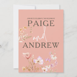 Wildblumen Rosa Bauernhof Einladung Hochzeit