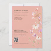 Wildblumen Rosa Bauernhof Einladung Hochzeit (Rückseite)