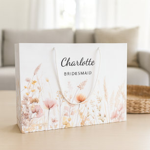 Wildblumen rosa Beige Brautjungname Große Geschenktüte