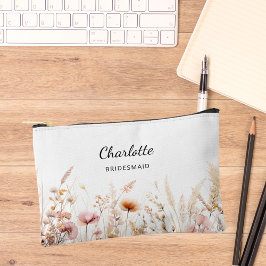 Wildblumen rosa Beige Brautjungname Zubehörtasche