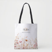 Wildblumen Rosa Beige Monogramm Tasche (Vorderseite)