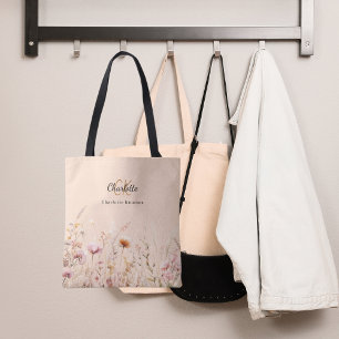 Wildblumen Rosa Beige Monogramm Tasche