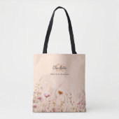 Wildblumen Rosa Beige Monogramm Tasche (Vorderseite)