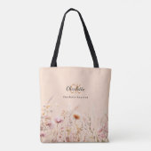 Wildblumen Rosa Beige Monogramm Tasche (Rückseite)