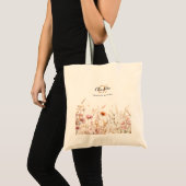 Wildblumen Rosa Beige Monogramm Tragetasche (Vorderseite (Produkt))