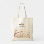 Wildblumen Rosa Beige Monogramm Tragetasche (Rückseite)
