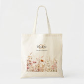 Wildblumen Rosa Beige Monogramm Tragetasche (Vorne)