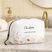 Wildblumen Rosa Beige Monogramm Waschbeutel