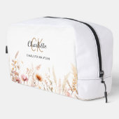 Wildblumen Rosa Beige Monogramm Waschbeutel (Rechte Ecke)
