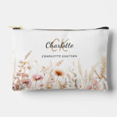 Wildblumen Rosa Beige Monogramm Zubehörtasche (Vorderseite)