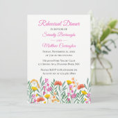 Wildblumen Rosa Blumenkohl Probe Abendessen Einladung (Stehend Vorderseite)