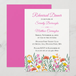 Wildblumen Rosa Blumenkohl Probe Abendessen Einladung