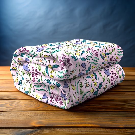 Wildblumen Rosa Fleeceflocke, mittel Fleecedecke