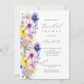 Wildblumen Rosa Gelbes Brautparty Einladung (Vorderseite)