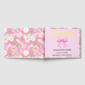 Wildblumen-Rosa-Gingham-Schleife-Abschlussfeier Gästebuch (Voll)