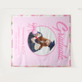 Wildblumen-Rosa-Gingham-Schleife-Foto-Grad-Hinterg Wandteppich (Vorderseite (Horizontal))