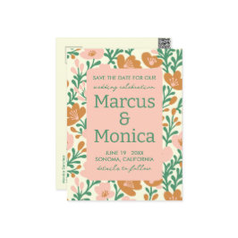 Wildblumen Rosa Grüne Gewohnheit Save the Date Postkarte