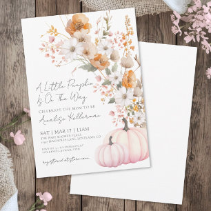 Wildblumen Rosa Kürbis Baby Shower Einladung