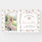 Wildblumen-Rosa-Schleife-Abschlussfeier Banner (Horizontal)