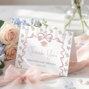 Wildblumen Rosa Schleife Abschlussfeier Dankeskarte