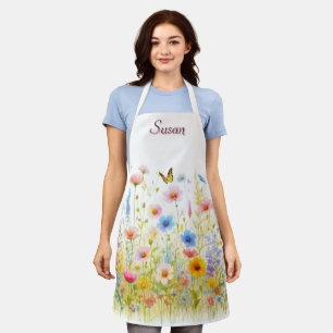 Wildblumen Rosa und Blau Blumenprint-Schürze Schürze