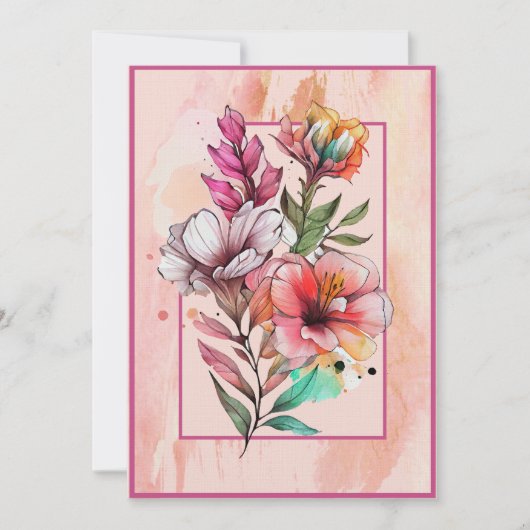 Wildblumen Rosa und Lila Blankenkarte Mitteilungskarte (Vorderseite)