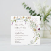 Wildblumen Rosa und Lila Brautparty Einladung (Stehend Vorderseite)