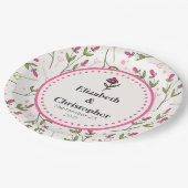 Wildblumen - Rosa und orangefarbene Petalen Hochze Pappteller (Schrägansicht)