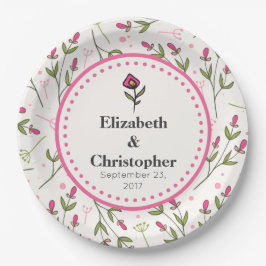 Wildblumen - Rosa und orangefarbene Petalen Hochze Pappteller